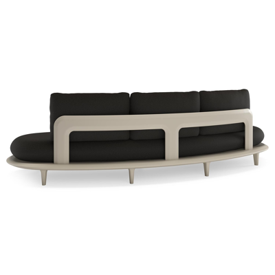 Canape de jardin Bomero en aluminium beige et coussins en all weather sunbrella® luxe heritage char