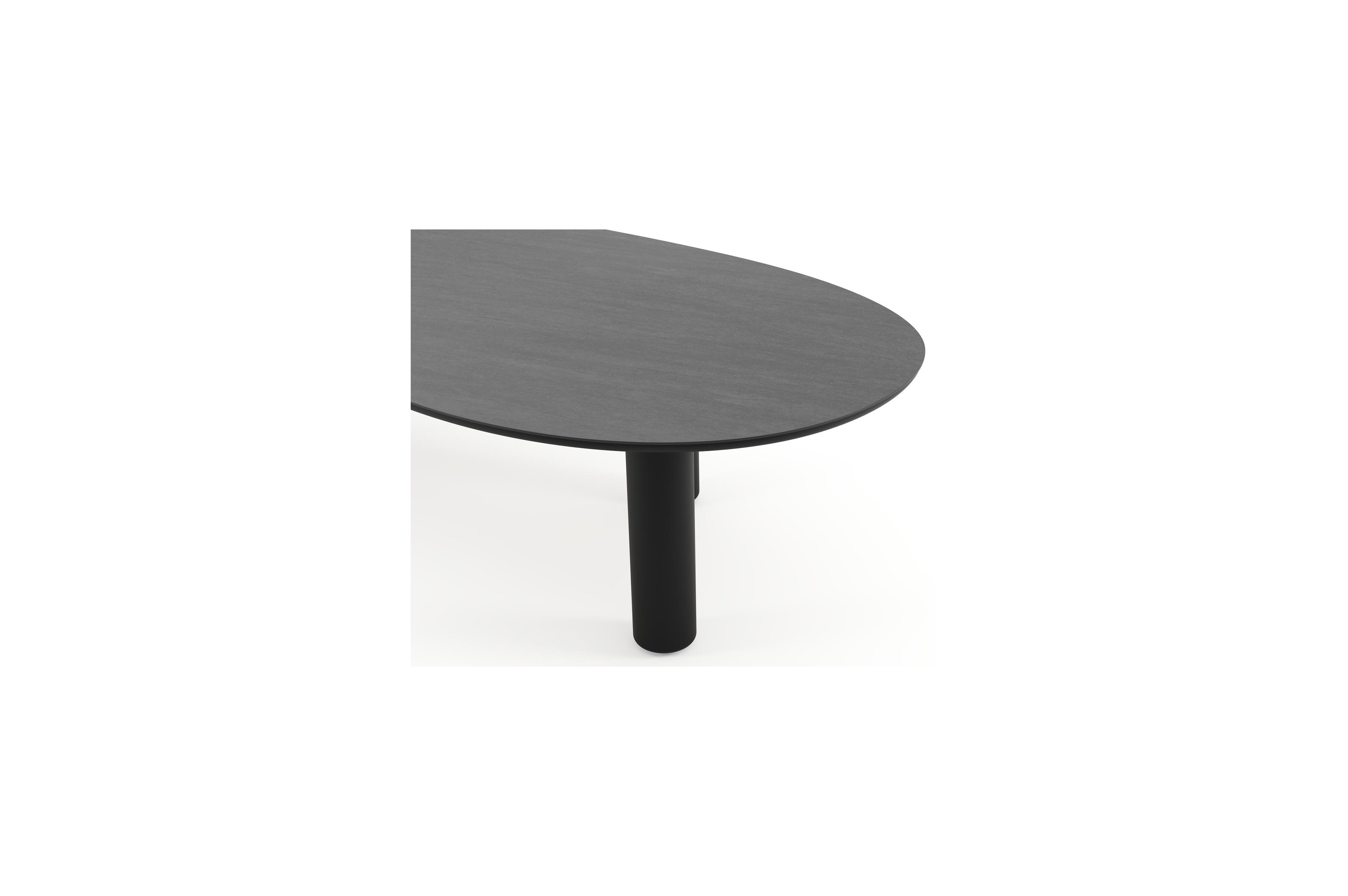 Amico tuintafel organisch in zwart aluminium en volkeramiek Basalt Black - L 320 x B 145 x H 73.5 cm