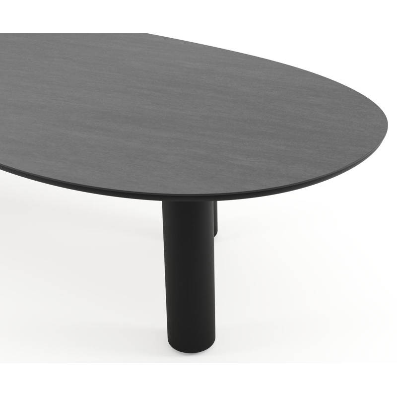Amico tuintafel organisch in zwart aluminium en volkeramiek Basalt Black - L 320 x B 145 x H 73.5 cm