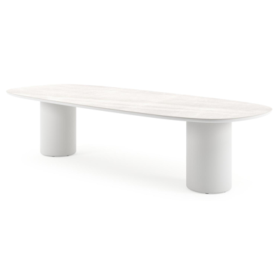 Amico tuintafel bombo in wit aluminium en volkeramiek Taj Mahal - L 320 x B 130 x H 73.5 cm