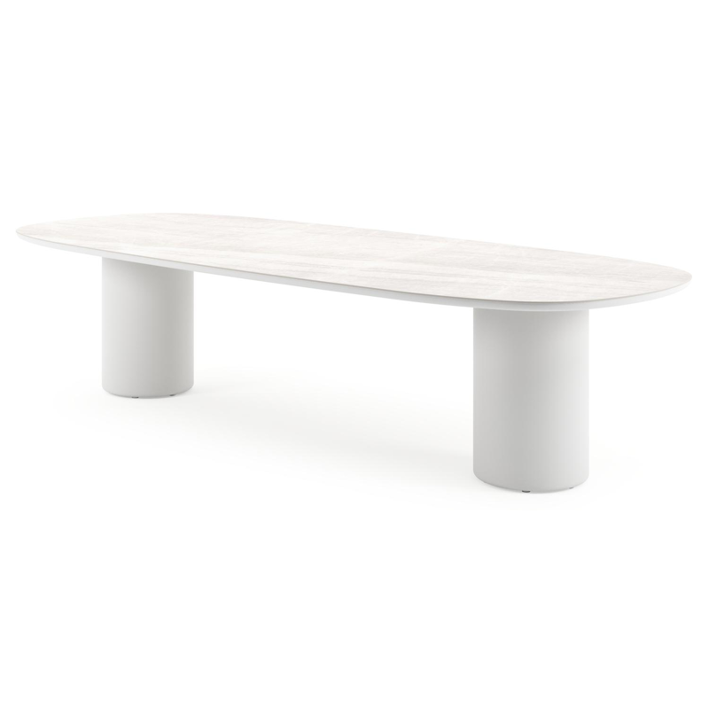 Amico tuintafel bombo in wit aluminium en volkeramiek Taj Mahal - L 320 x B 130 x H 73.5 cm