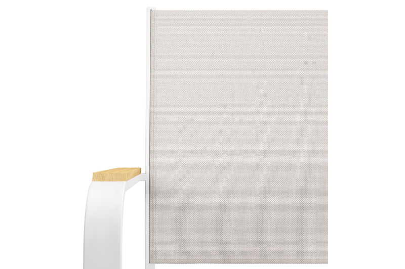 Mosa bootvormige tuinset in wit aluminium en teak natural finish met 8 Amalfi tuinstoelen