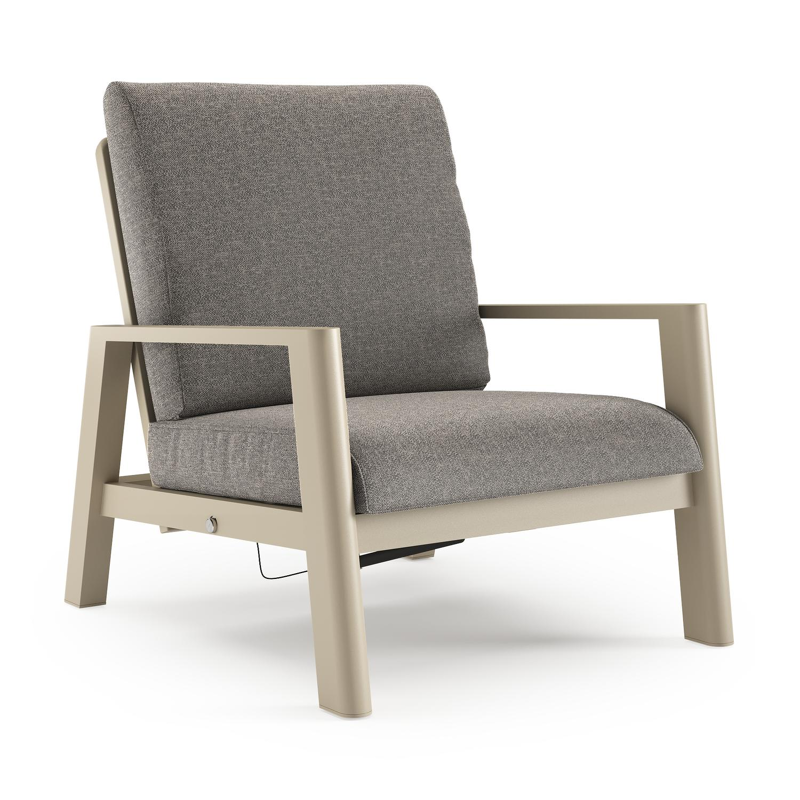 Cirello loungestoel in beige aluminium met chartres drizzle all weather sunbrella® luxe kussen