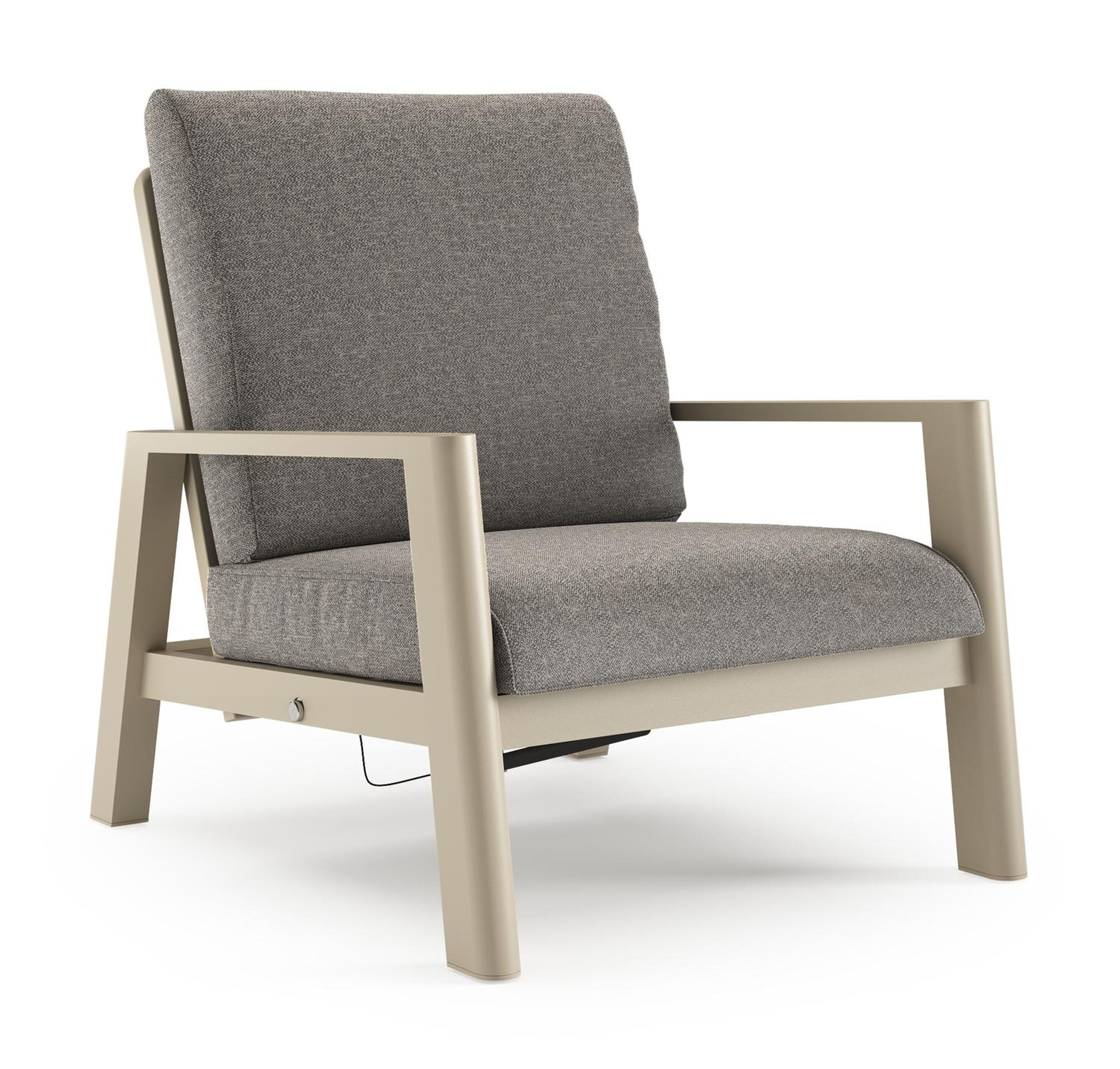 Cirello loungestoel in beige aluminium met chartres drizzle all weather sunbrella® luxe kussen