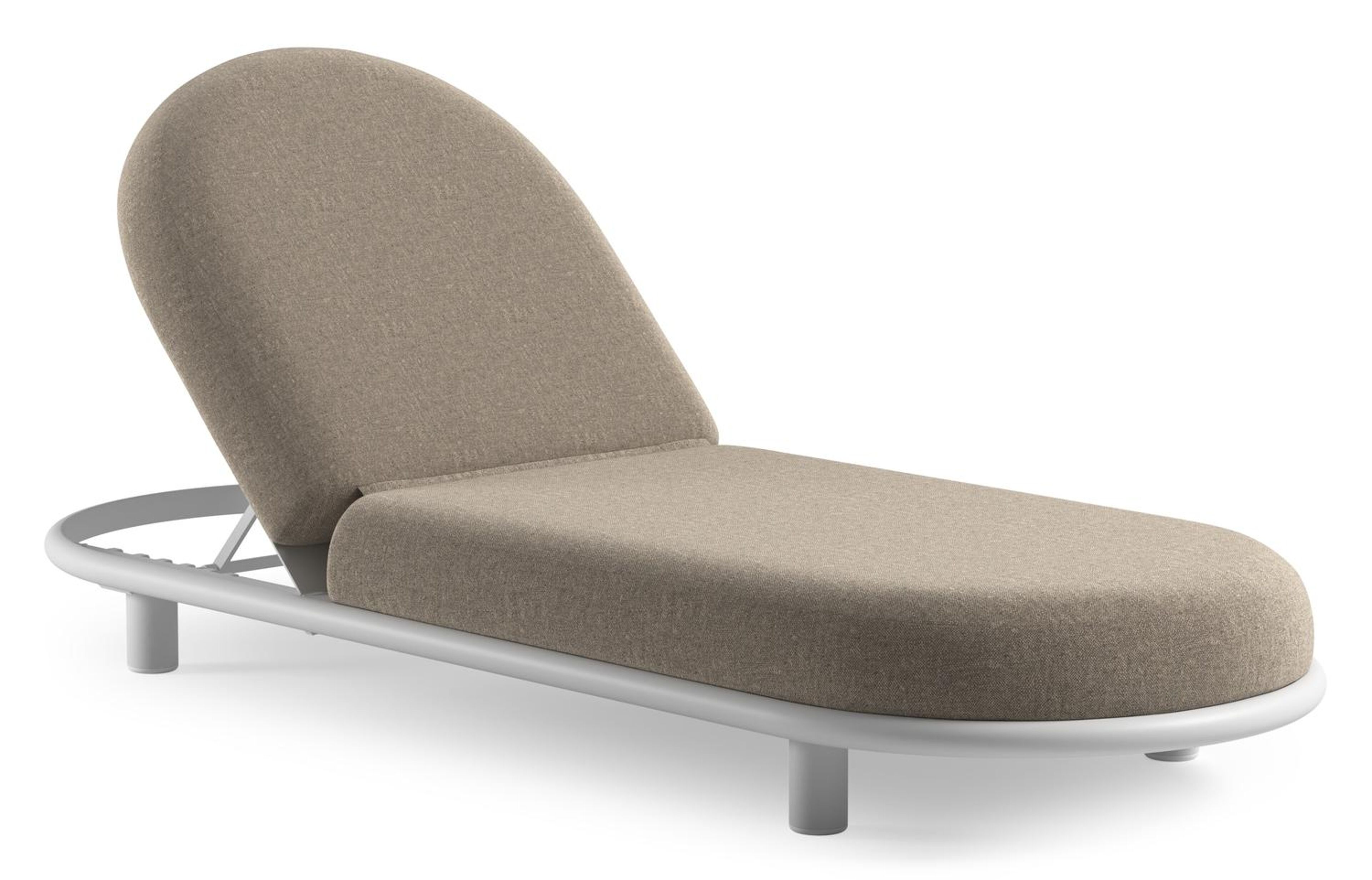 Lomano verstelbaar ligbed in wit aluminium met chartres pewter all weather sunbrella® luxe