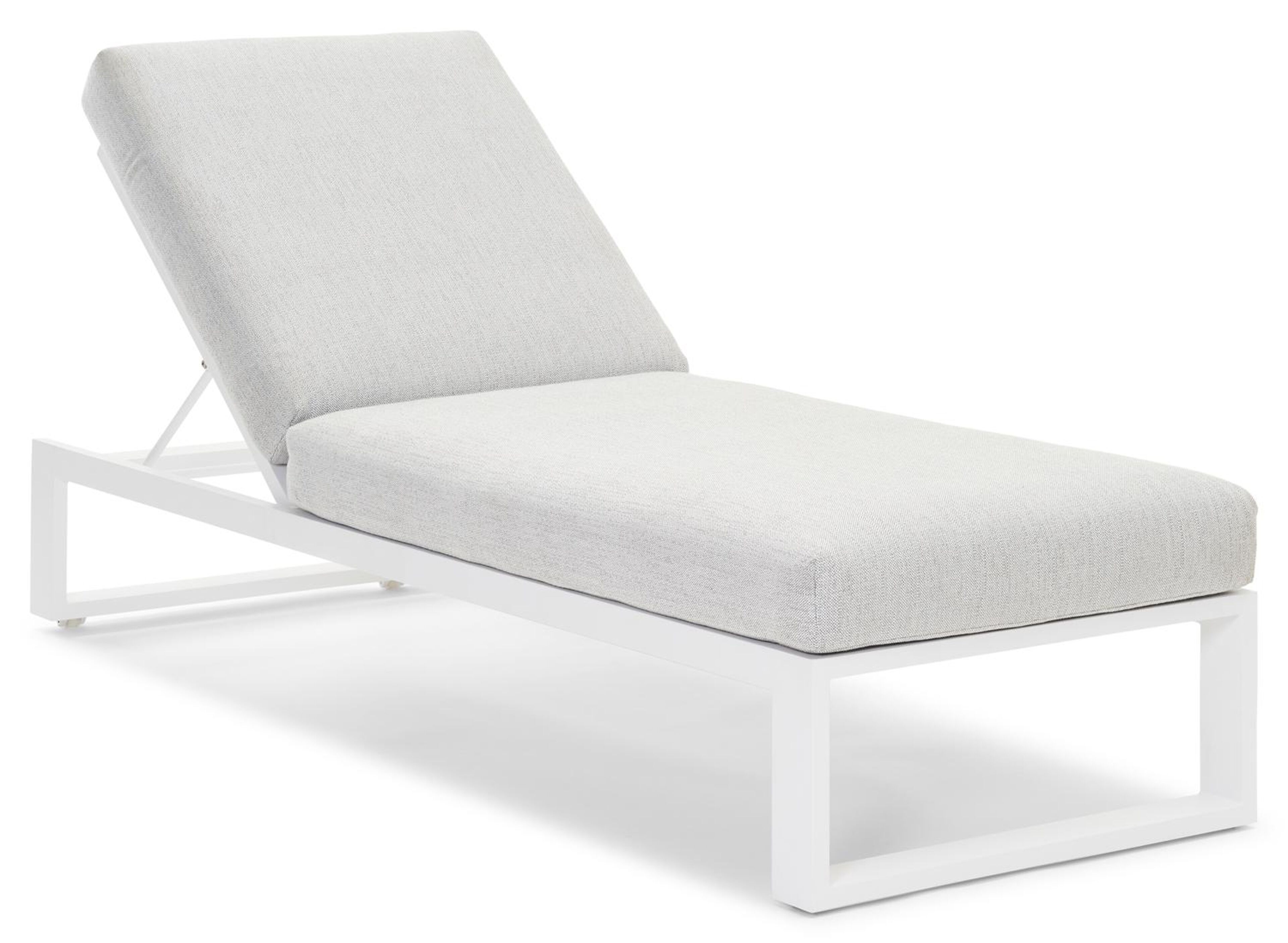 Verato verstelbaar ligbed in wit aluminium met savane nimbus all weather sunbrella® luxe kussen