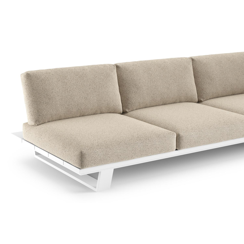 Pagino loungehoek in wit aluminium met bora desert all weather cosytica kussen