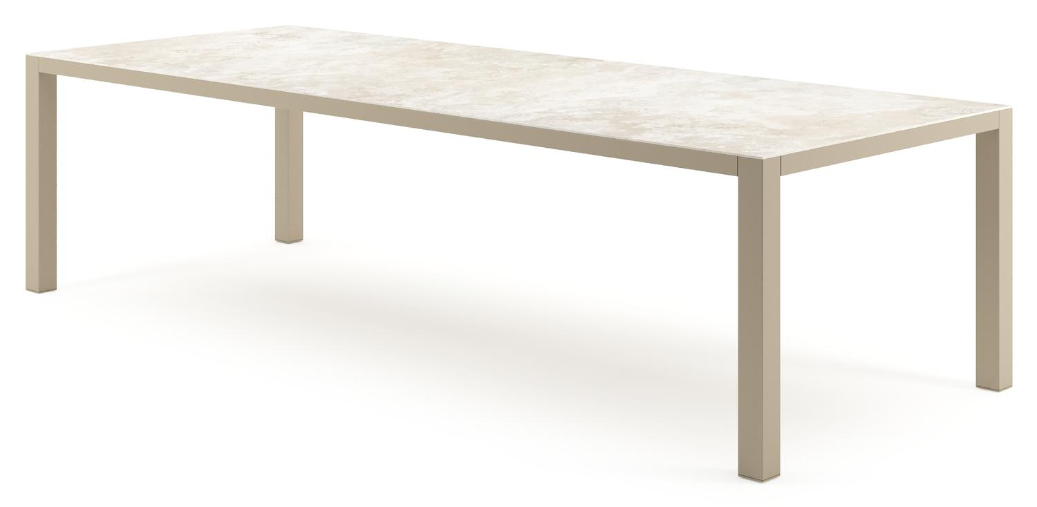 Como tuintafel rechthoekig in beige aluminium en volkeramiek Rapolano - L 280 x B 110 x H 73 cm
