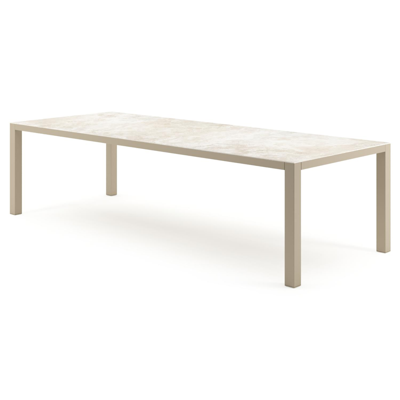 Como tuintafel rechthoekig in beige aluminium en volkeramiek Rapolano - L 280 x B 110 x H 73 cm