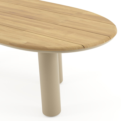 Amico tuintafel organisch in beige aluminium en teak - L 240 x B 110 x H 73.5 cm