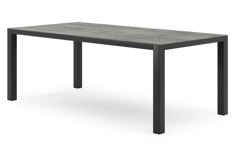 Como tuintafel in zwart aluminium en volkeramiek aspen grey - L 200 x B 100 x H 75 cm