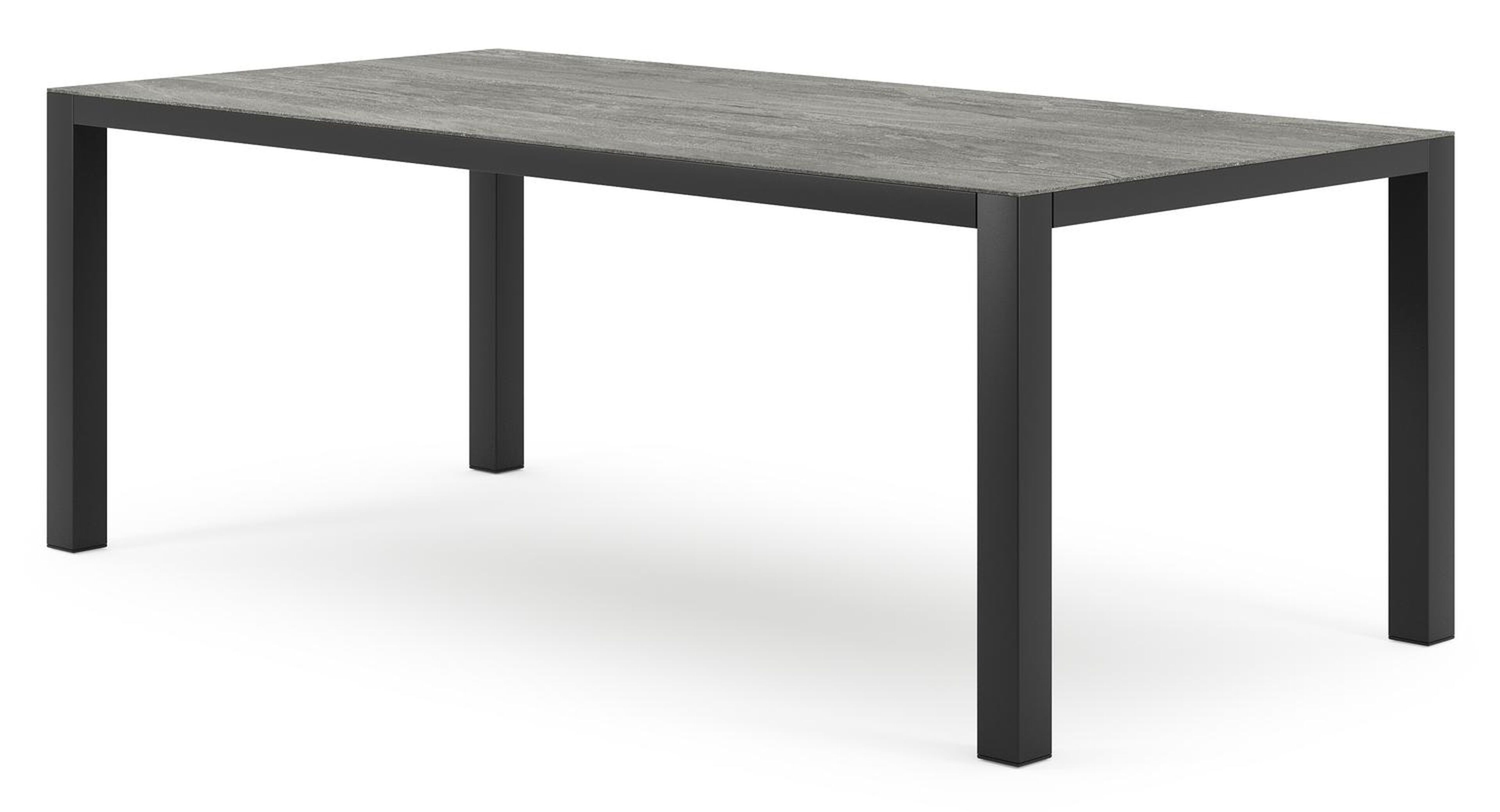 Como tuintafel rechthoekig in zwart aluminium en volkeramiek aspen grey - L 200 x B 100 x H 75 cm