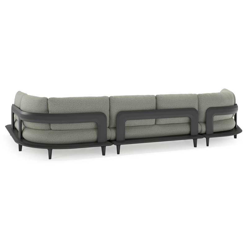 Bomero loungehoek in zwart aluminium met savane leaf all weather sunbrella® luxe kussen