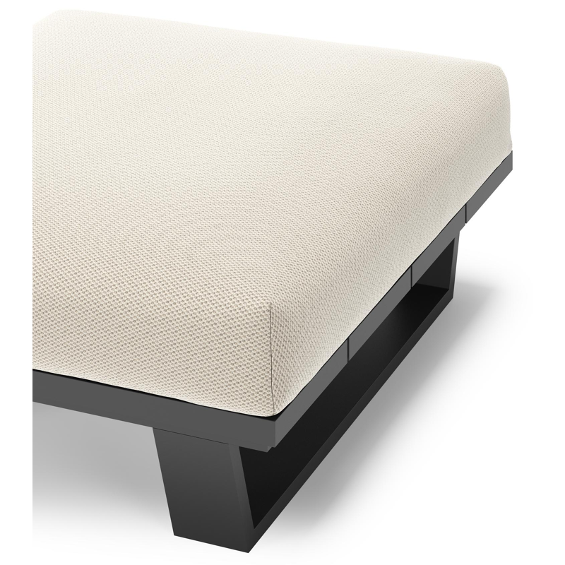 Pagino poef in zwart aluminium met lopi marble all weather sunbrella® luxe kussen