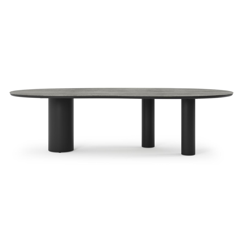 Organo tuintafel organisch in zwart aluminium en volkeramiek Aspen Grey L 280 x B 120 x H 74 cm