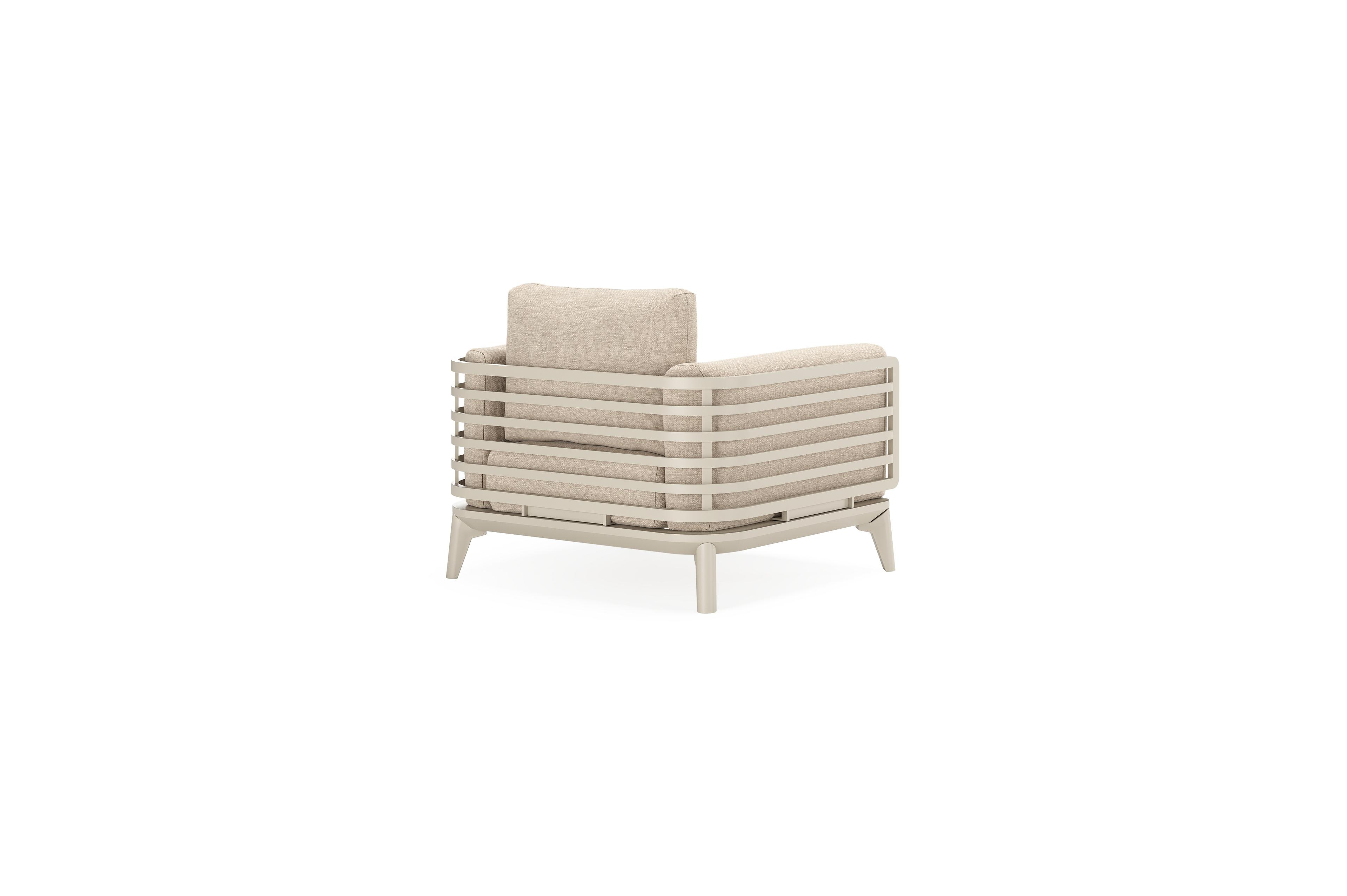 Set van 2 Mosa loungestoelen in beige aluminium met rustic weather+ softtouch kussens