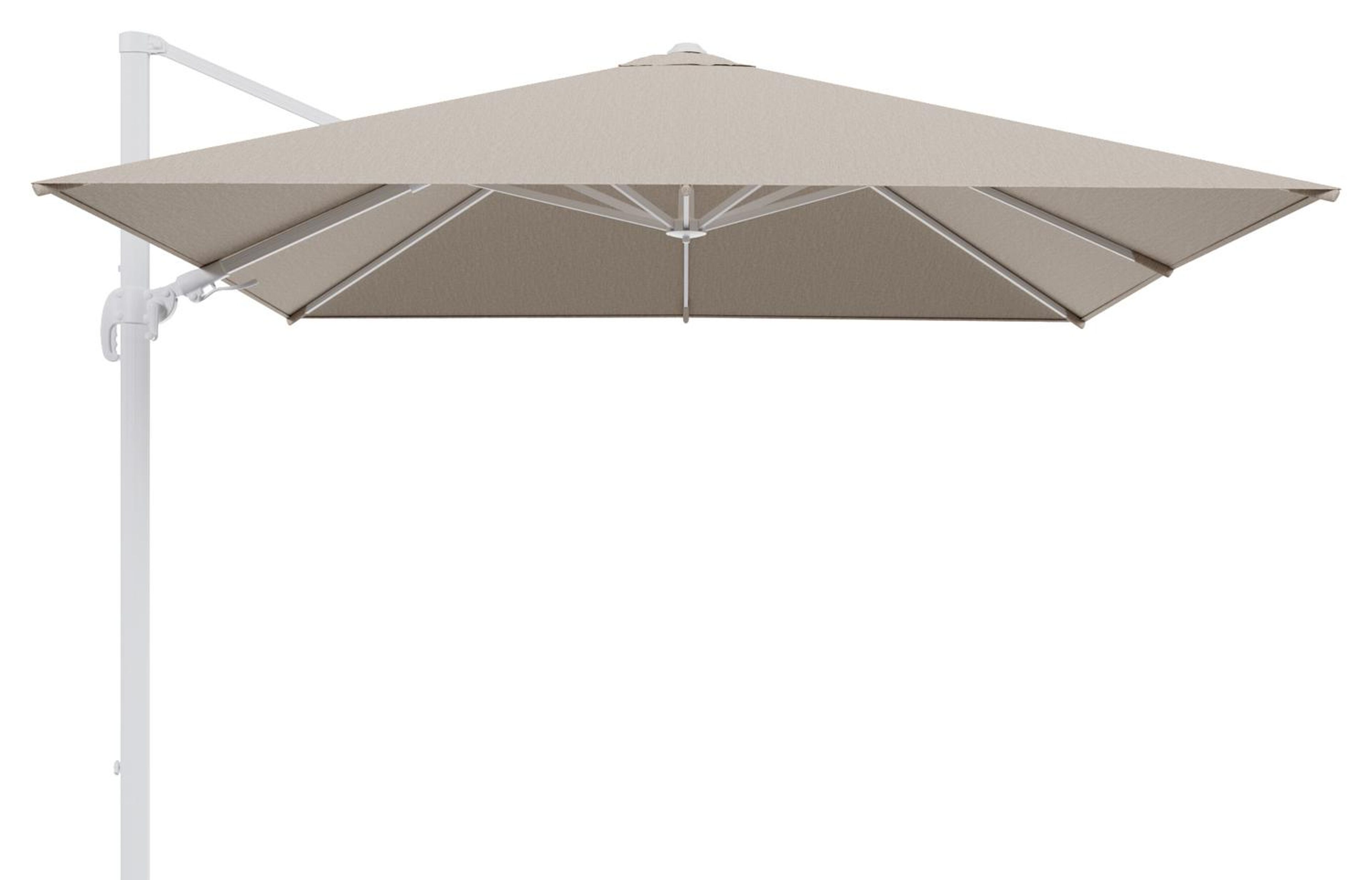 Avola zweefparasol met tiltfunctie in wit aluminium met rustic weather+ softtouch parasoldoek - L1 300 x L2 300 cm (zonder voet)