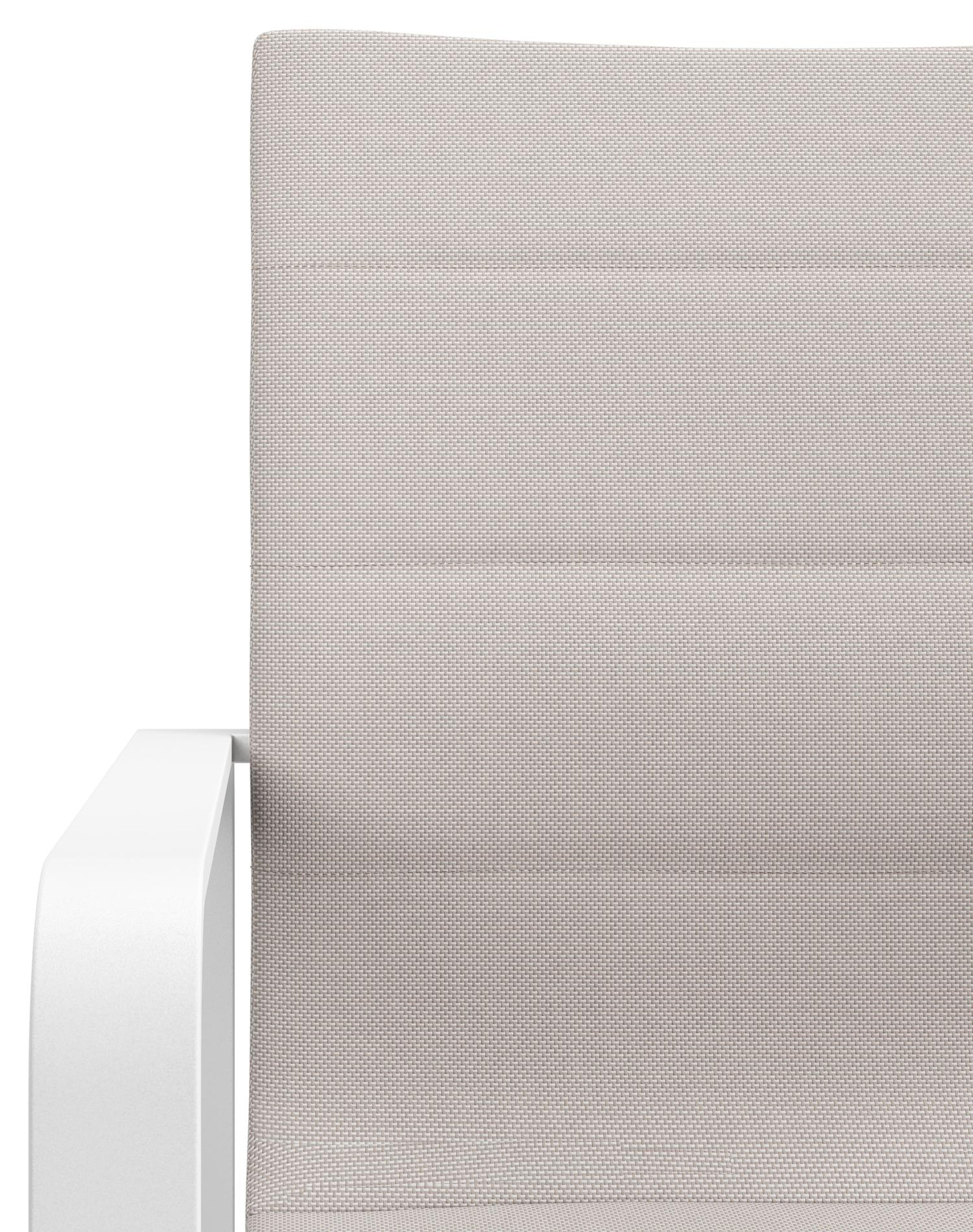 Chaise de jardin Atessa en aluminium blanc et textilène de luxe beige