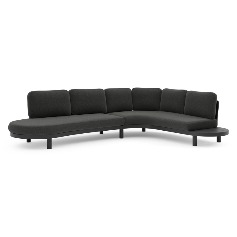 Salon de jardin d'angle Palma en aluminium noir et coussins en weather+ softtouch sky black