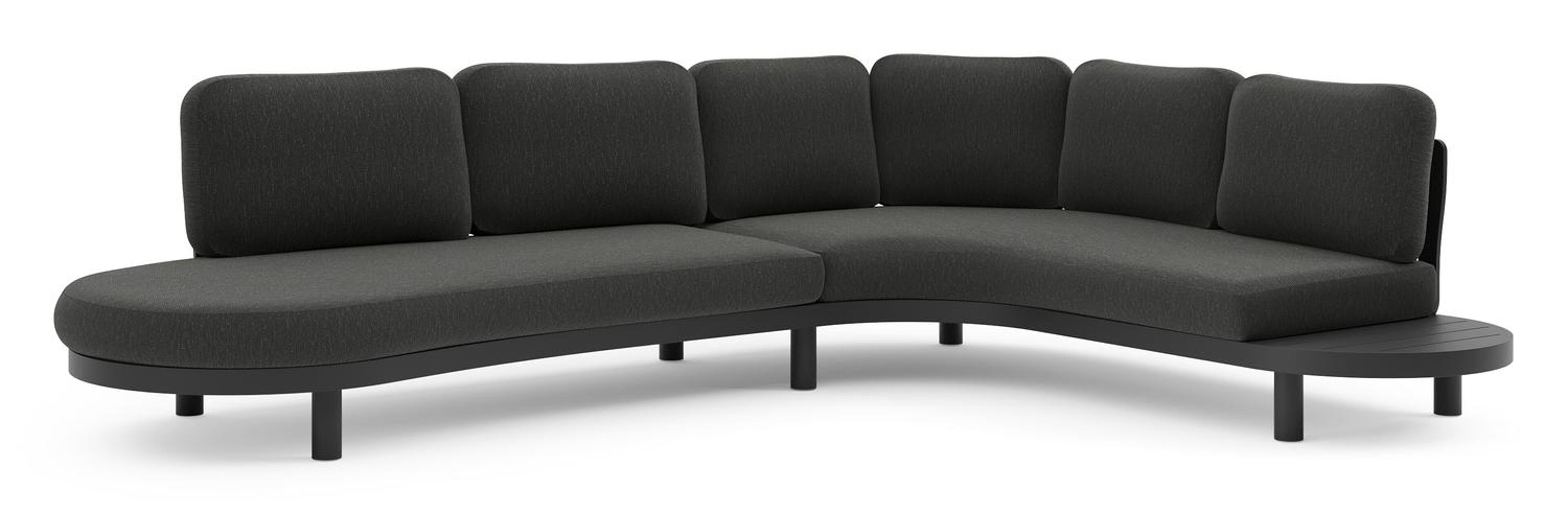 Salon de jardin d'angle Palma en aluminium noir et coussins en weather+ softtouch sky black