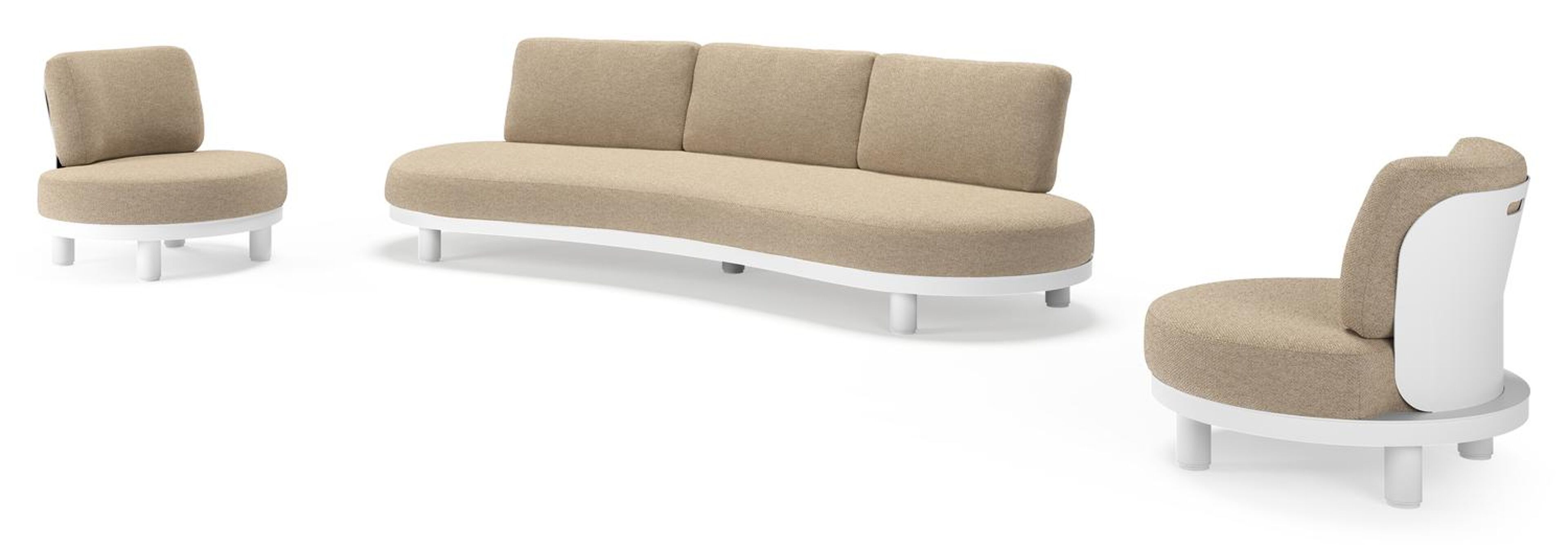 Donato loungeset in wit aluminium met all weather cosytica Madagascar Oak kussen