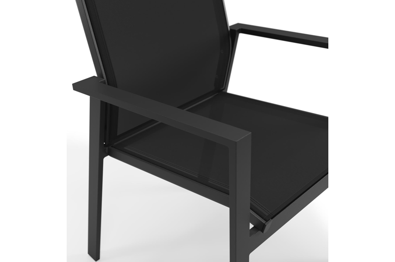 Bahia tuinset rechthoekig in zwart aluminium met 6 Bahia tuinstoelen