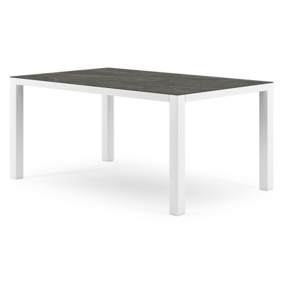 Como tuintafel in wit aluminium en volkeramiek Black Obsession - L 160 x B 100 x H 75 cm