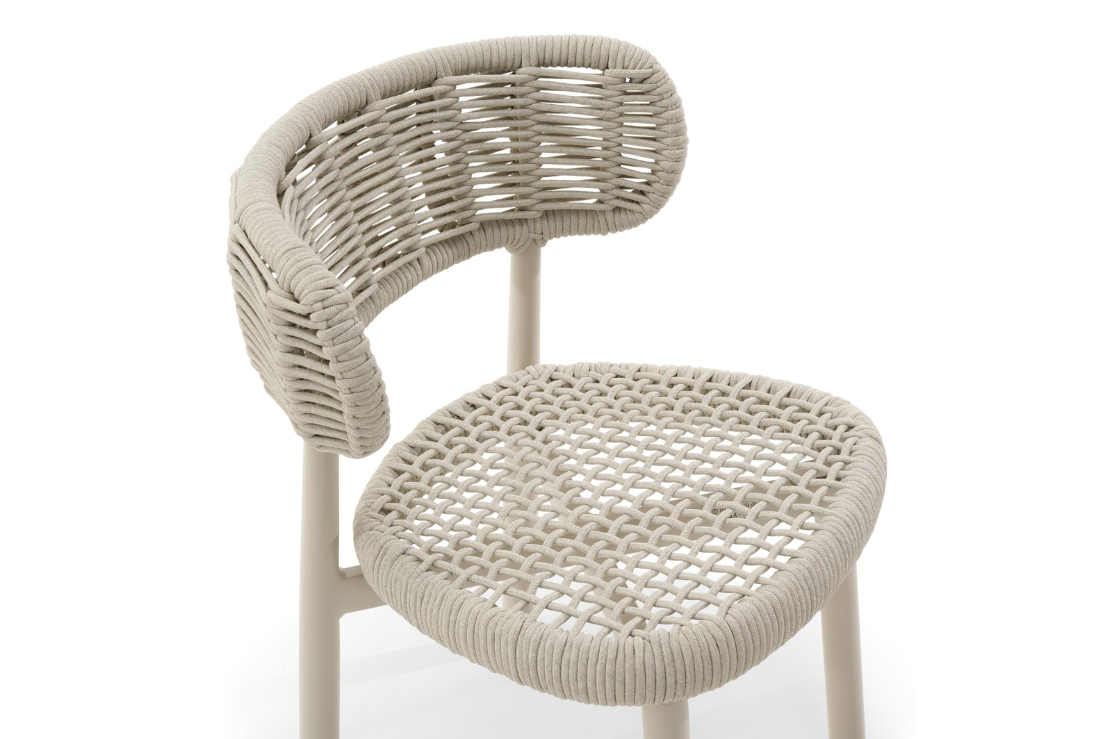 Lomo tuinstoel in beige aluminium en beige vierkant geweven ronde rope