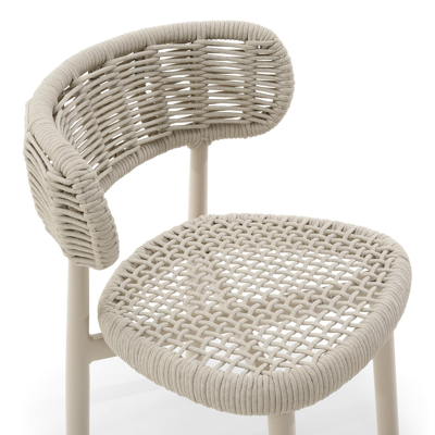 Chaise de jardin Lomo en aluminium beige et corde ronde tissée carrée beige
