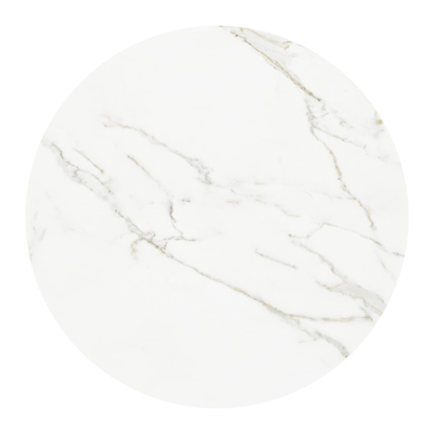 Table de basse low dining low dining Fano ronde en aluminium noir et céramique pleine Calacatta - Diam. 85 x Haut. 55 cm