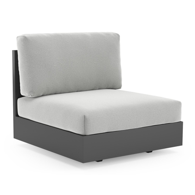 Como loungestoel in zwart aluminium met natte grey chine all weather sunbrella® luxe kussen