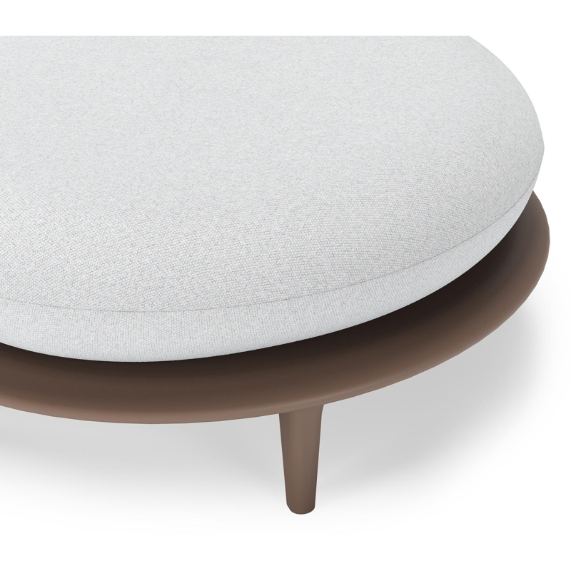 Pouf Bomero en aluminium taupe et coussin en all weather solica ego birch