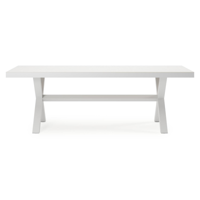 Reza rechthoekige tuinset in wit aluminium en sintered stone topo minerale met 6 Cosa tuinstoelen