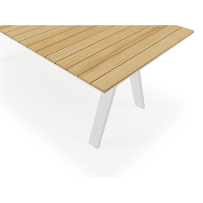 Cesano tuintafel in wit aluminium en teak - L 240 x B 100 x H 75.5 cm