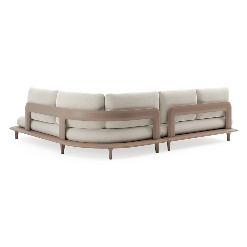 Bomero loungehoek in taupe aluminium met lopi marble all weather sunbrella® luxe kussen
