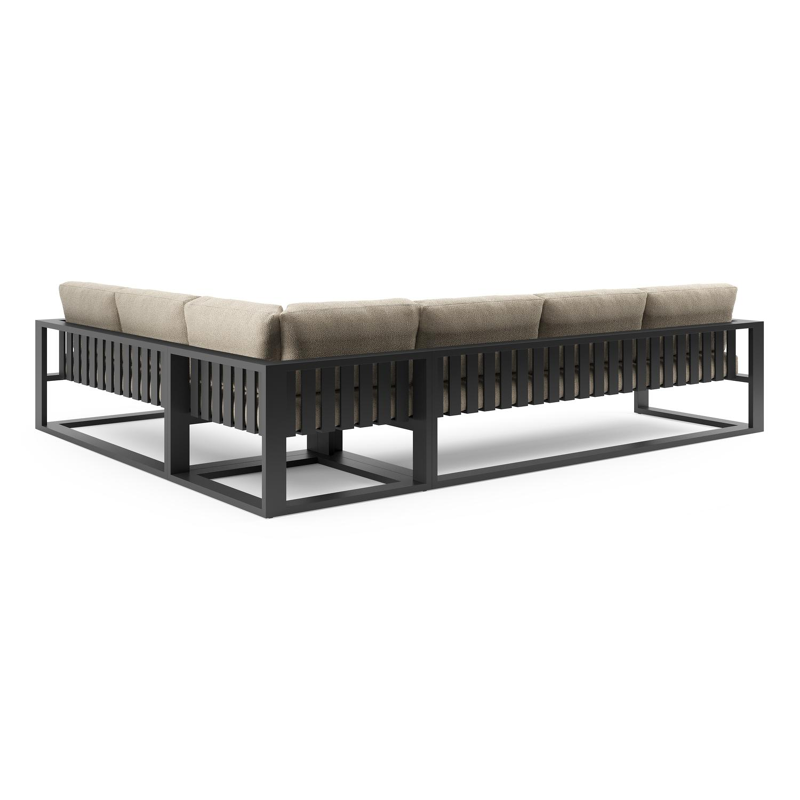 Salon de jardin d'angle Verato en aluminium noir et coussins en all weather cosytica bora forest