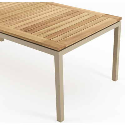 Amalfi verlengbare tuintafel rechthoekig in beige aluminium en teak - L 200-280 x B 100 x H 75 cm