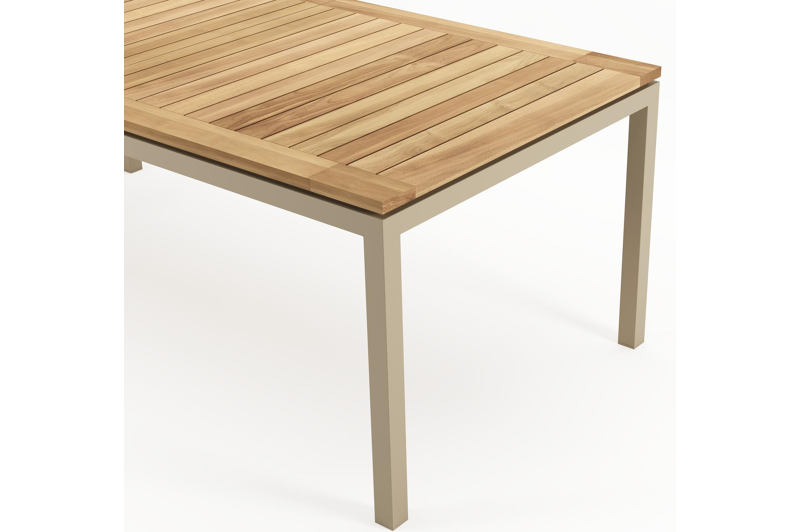 Amalfi verlengbare tuintafel rechthoekig in beige aluminium en teak - L 200-280 x B 100 x H 75 cm