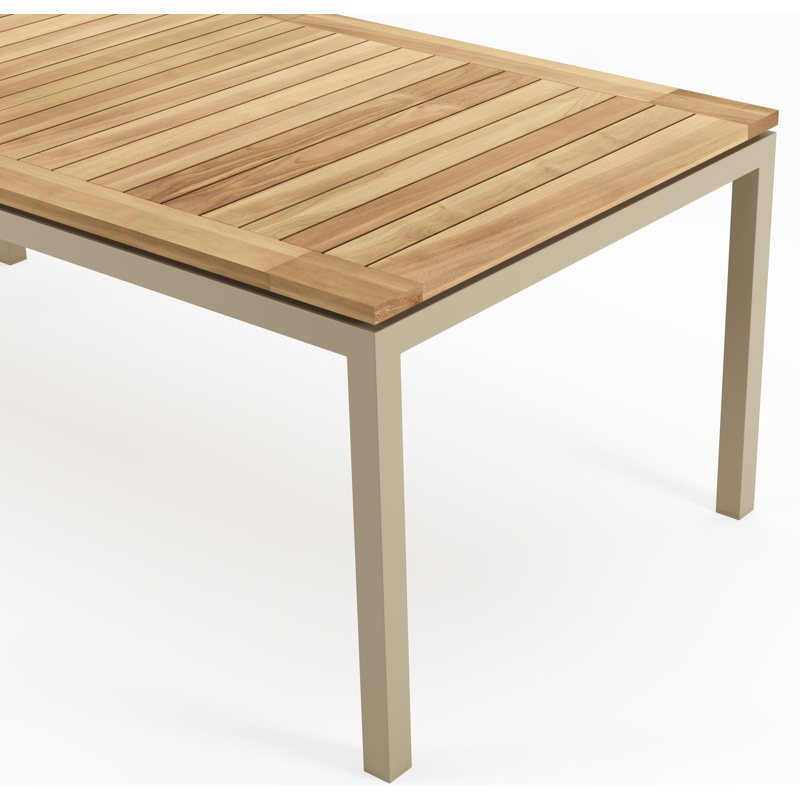Amalfi verlengbare tuintafel rechthoekig in beige aluminium en teak - L 200-280 x B 100 x H 75 cm