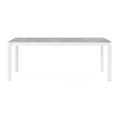 Table de jardin Cirello en aluminium blanc et céramique pleine zaha stone - Lg 200 x Larg. 100 x H 76 cm