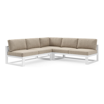 Verato loungehoek in wit aluminium met bora jungle all weather cosytica kussen