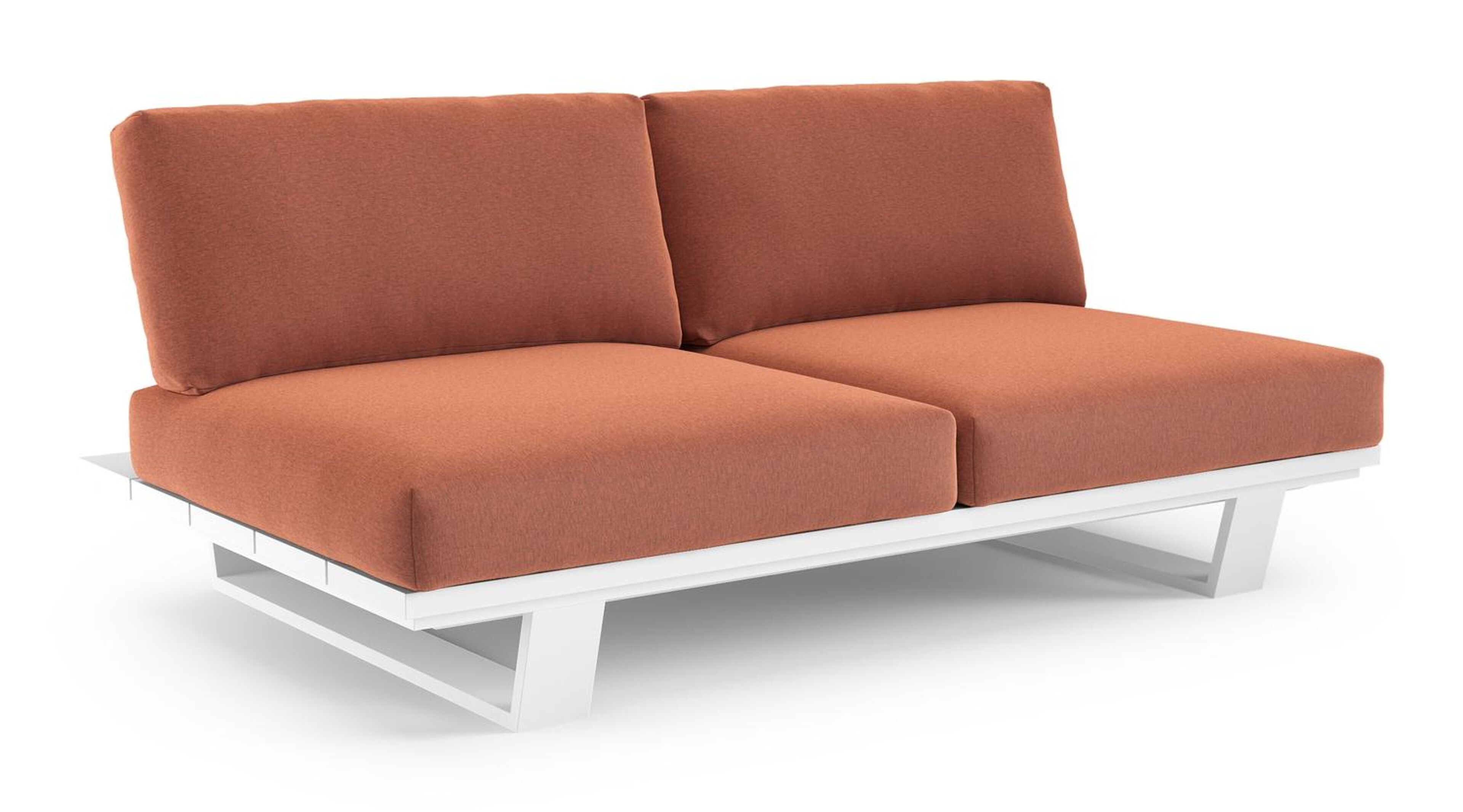 Pagino loungebank in wit aluminium met heritage rust all weather sunbrella® luxe kussen
