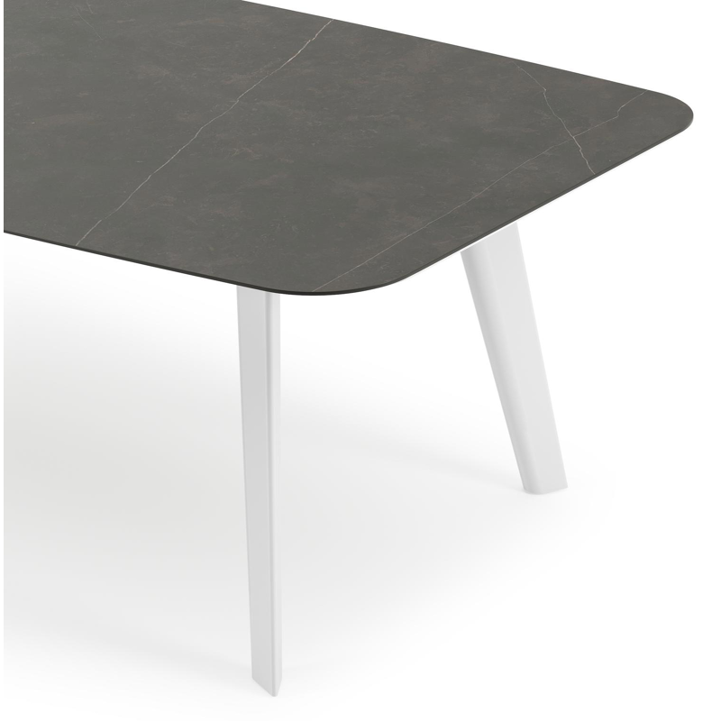 Lacrima tuintafel bootvorm in wit aluminium en volkeramiek Calatorao - L 255 x B 115 x H 73 cm