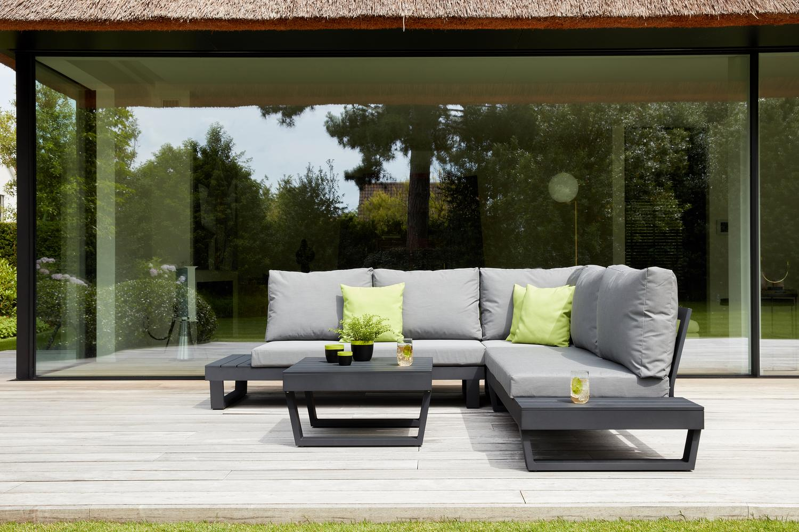 Table basse Modica en aluminium noir - Lg 72 x larg. 72 x H 38 cm