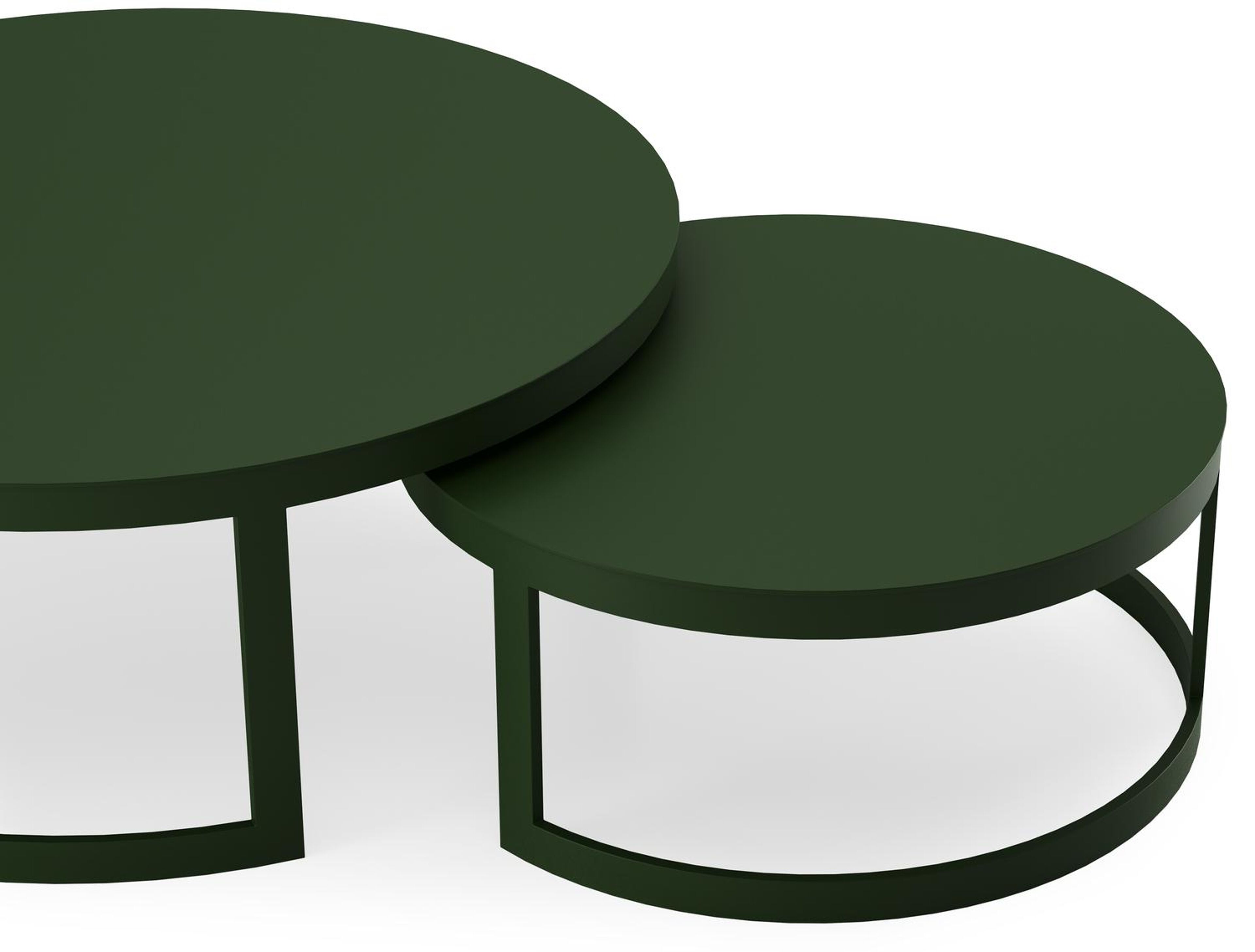 Enna set van 2 loungetafels rond in groen aluminium - Dia. 100/70 x H 37/30 cm