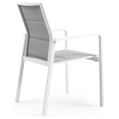 Como stapelbare tuinstoel in wit aluminium en grijs comfort textilene