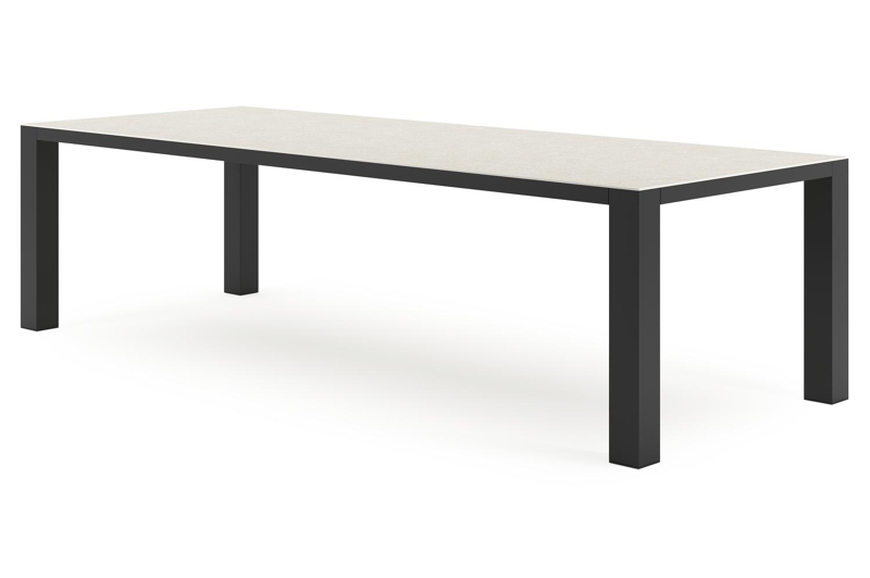 Nano tuintafel in zwart aluminium en volkeramiek shilin - L 280 x B 110 x H 75 cm