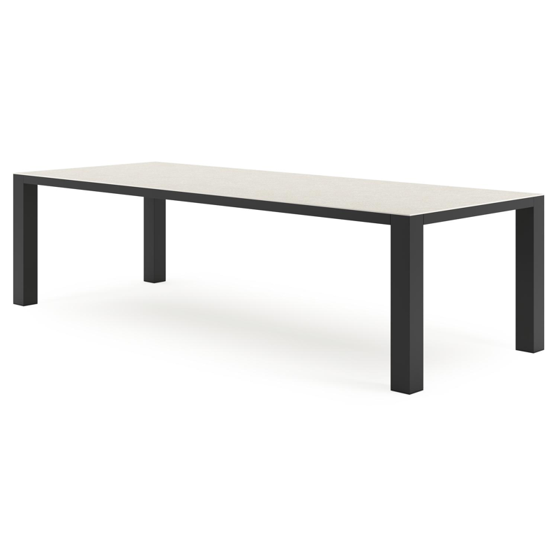 Table de jardin Nano en aluminium noir et céramique pleine shilin - Lg 280 x Larg. 110 x H 75 cm