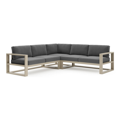 Verato loungehoek in beige aluminium met lopi shadow all weather sunbrella® luxe kussen