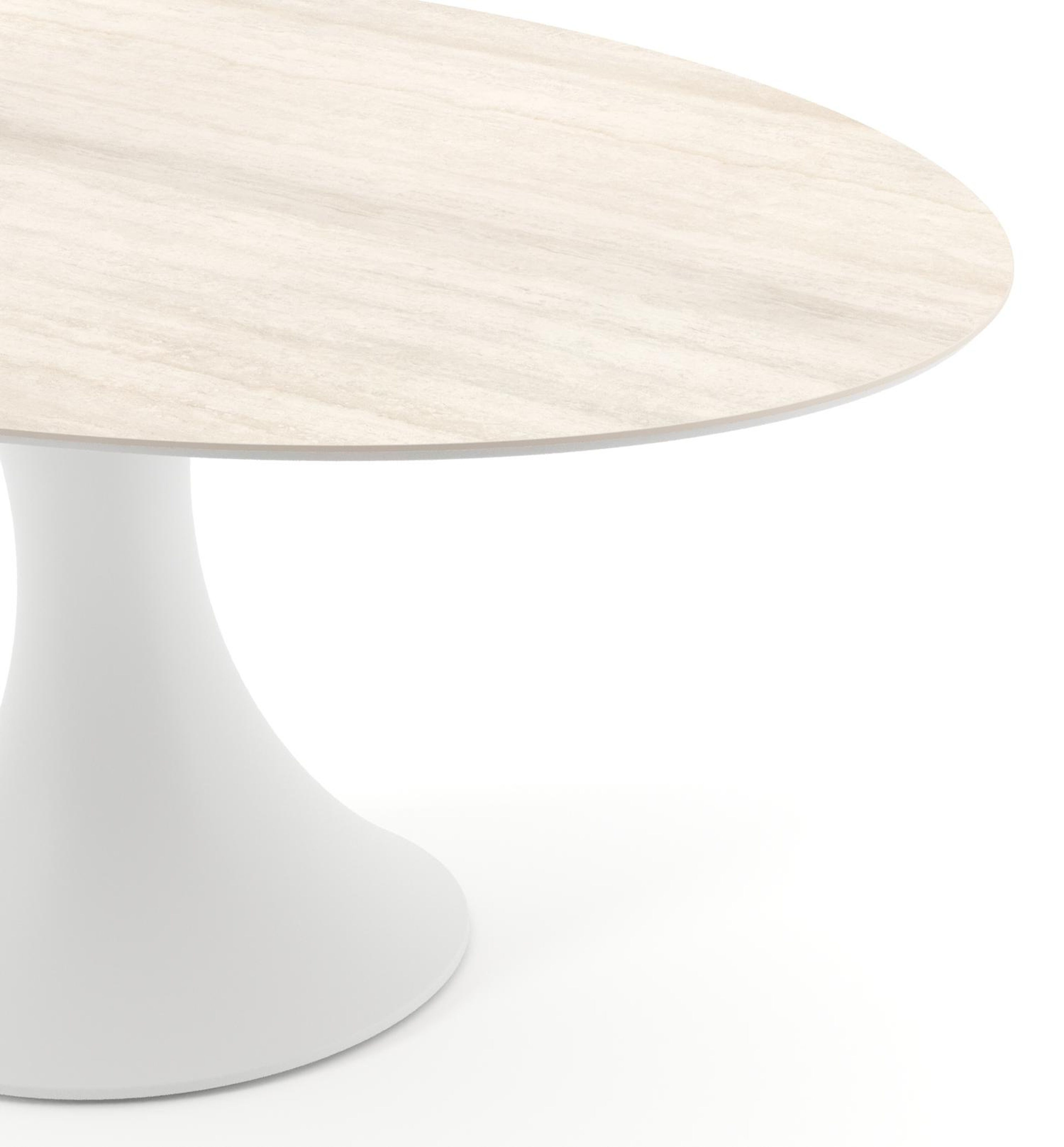 Fano tuintafel ovaal in wit aluminium en volkeramiek Travertino Bianco - L 180 x B 110 x H 74 cm